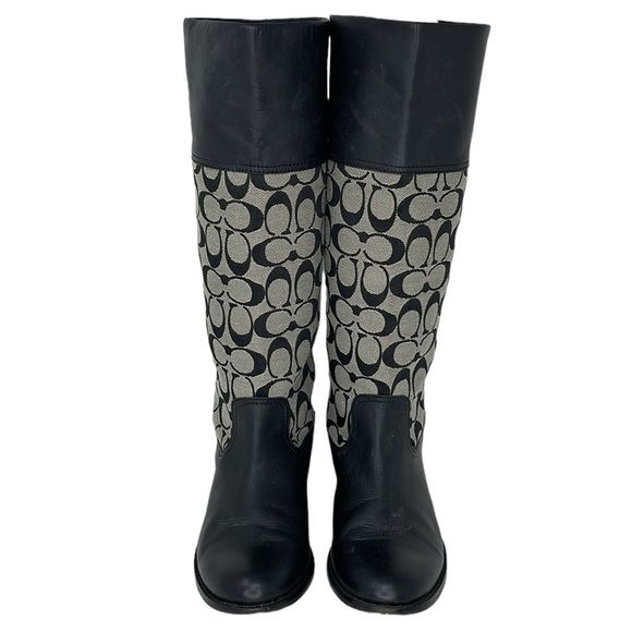 Coach Boots Women's 8.5 Grey Black Chrissi All-Over Print Knee High - Picture 4 of 14